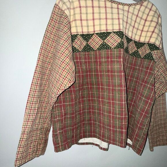 Vintage Handmade Quilted Patchwork Pullover Top Cottagecore Folk Art L - Picture 2 of 12